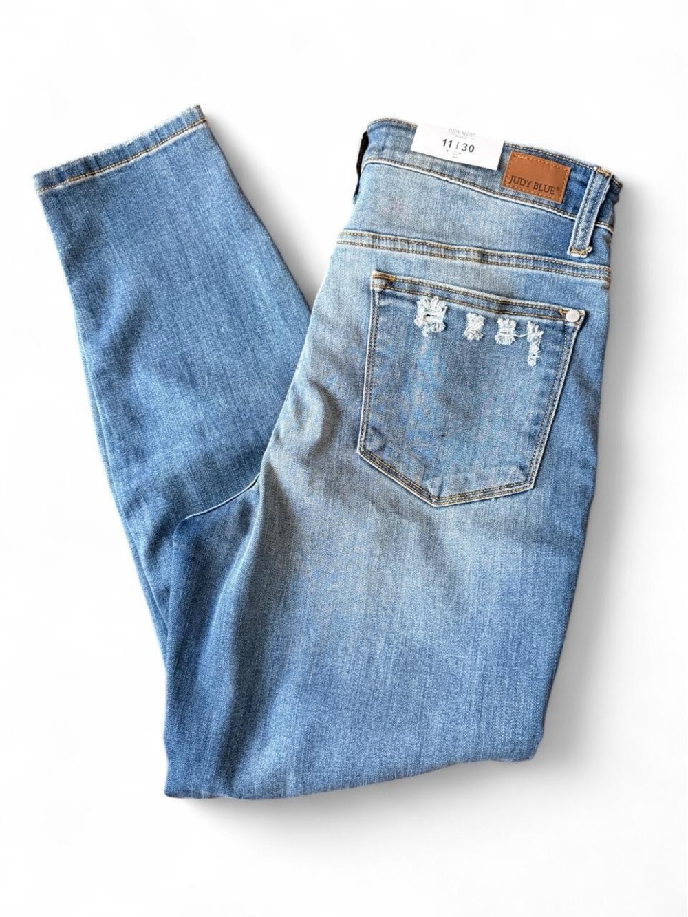 Judy Blue  Light Wash Slim Straight Jeans with Subtle Distress